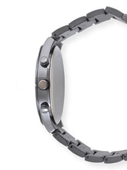 George Men's Gun Metal Watch with Blue Faux Chronograp Dial & Matching 2 Accessory Bracelets in Gun and Blue. 45MM