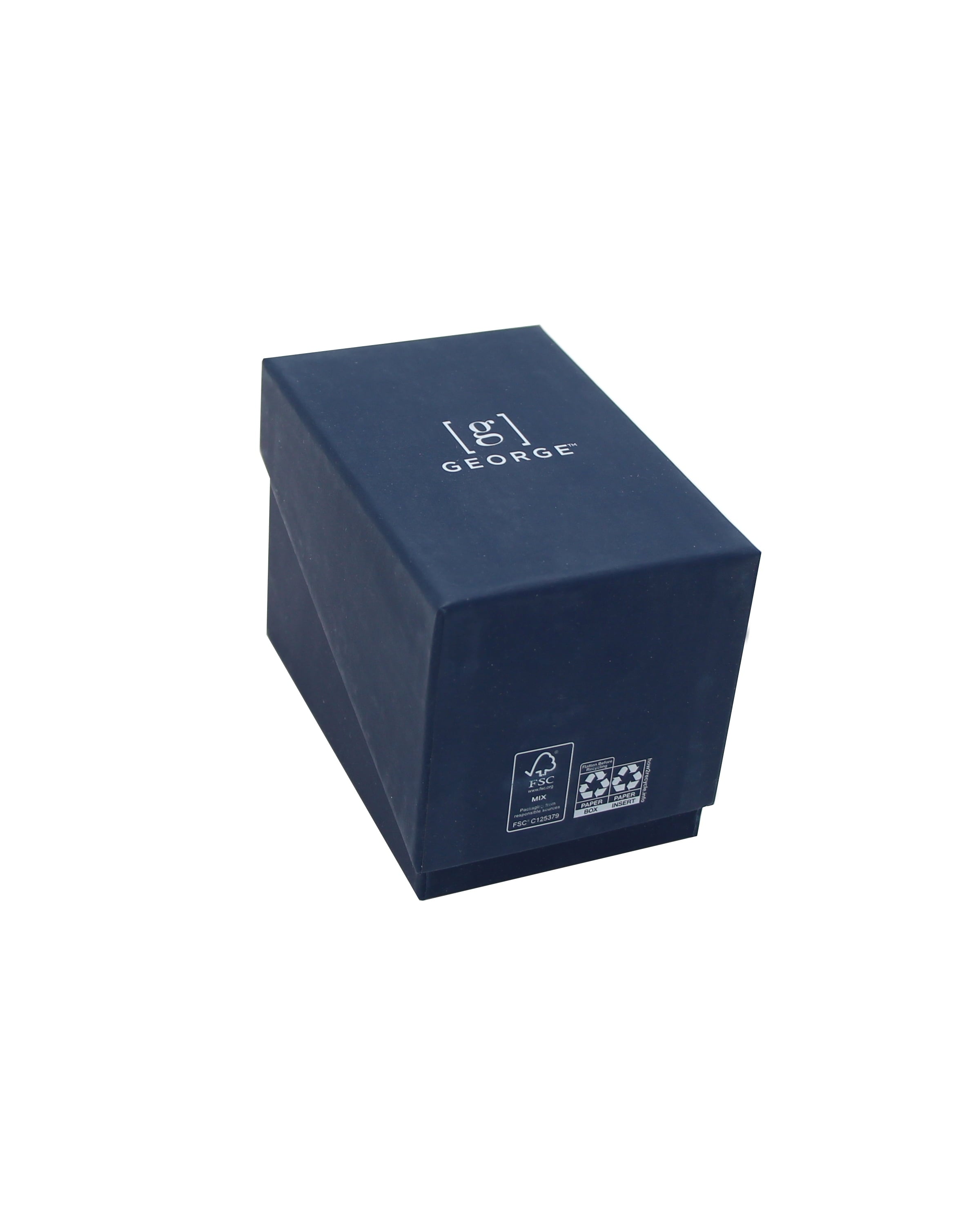 George Men's Gun Metal Watch with Blue Faux Chronograp Dial & Matching 2 Accessory Bracelets in Gun and Blue. 45MM