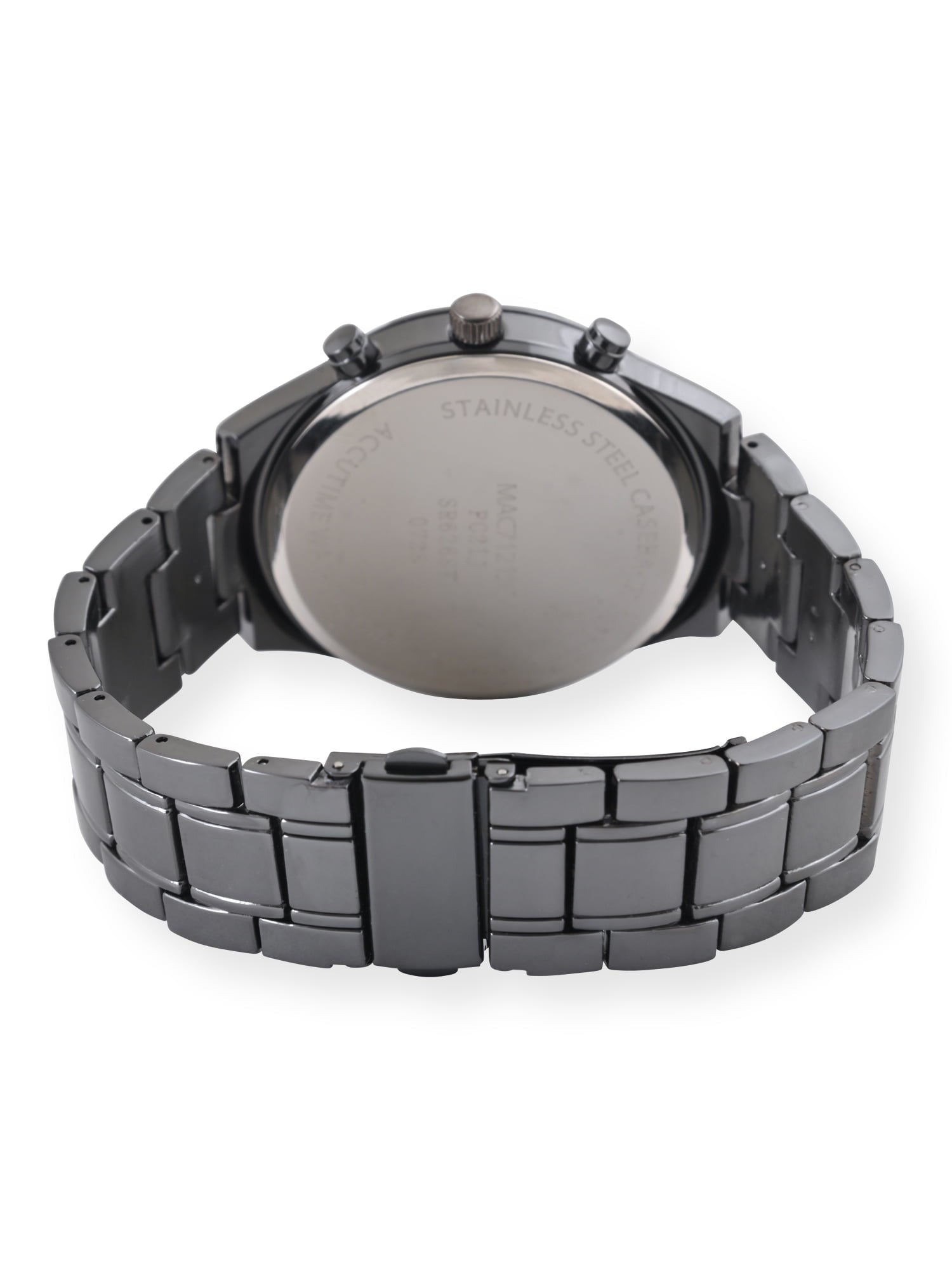 George Men's Gun Metal Watch with Blue Faux Chronograp Dial & Matching 2 Accessory Bracelets in Gun and Blue. 45MM